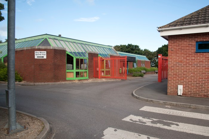 Turn right between buildings for Harewood Hall